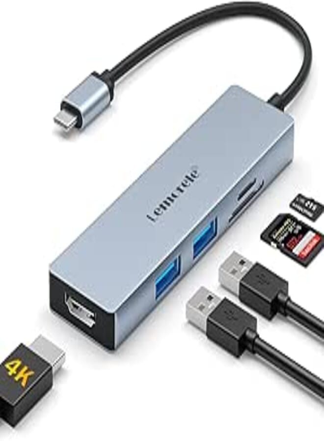 Lemorele USB C Hub, USB C Docking Station, 5 in 1 Multiport USB C Adapter with 4K HDMI, 2 USB 2.0, SD/TF Reader for Steam Deck/Switch, MacBook Pro/Air, ChromeBook, PC Tablet Type-C, etc